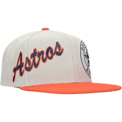 Houston Astros Knock Out Panel Snapback Hat - Gray/Orange | Mitchell & Ness
