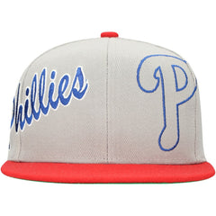 Philadelphia Phillies Knock Out Panel Snapback Hat - Gray | Mitchell & Ness