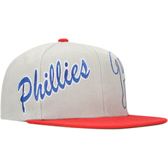 Philadelphia Phillies Knock Out Panel Snapback Hat - Gray | Mitchell & Ness