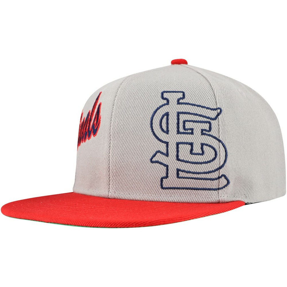 St. Louis Cardinals Knock Out Panel Snapback Hat - Gray | Mitchell & Ness