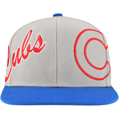 Chicago Cubs Knock Out Panel Snapback Hat - Gray | Mitchell & Ness