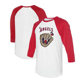 Los Angeles Angels Tiny Turnip Unisex Butterfly Glove 3/4-Sleeve Raglan T-Shirt - White/Red