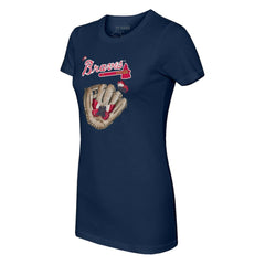 Atlanta Braves Tiny Turnip Women's Butterfly Glove T-Shirt - Navy
