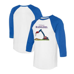 Texas Rangers Tiny Turnip Unisex Excavator 3/4-Sleeve Raglan T-Shirt - White/Royal
