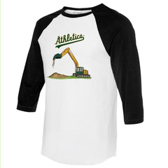 Athletics Tiny Turnip Unisex Excavator 3/4-Sleeve Raglan T-Shirt - White/Black