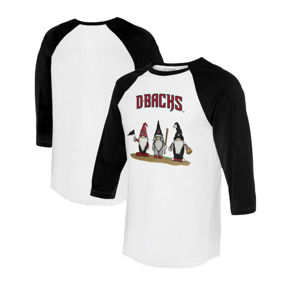 Arizona Diamondbacks Tiny Turnip Unisex Gnomes 3/4-Sleeve Raglan T-Shirt - White/Black