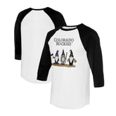 Colorado Rockies Tiny Turnip Unisex Gnomes 3/4-Sleeve Raglan T-Shirt - White/Black
