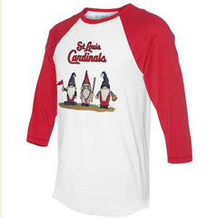 St. Louis Cardinals Tiny Turnip Unisex Gnomes 3/4-Sleeve Raglan T-Shirt - White/Red