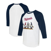 Washington Nationals Tiny Turnip Unisex Gnomes 3/4-Sleeve Raglan T-Shirt - White/Navy