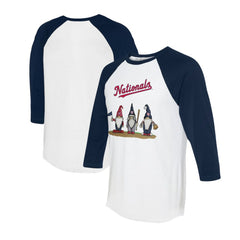 Washington Nationals Tiny Turnip Unisex Gnomes 3/4-Sleeve Raglan T-Shirt - White/Navy