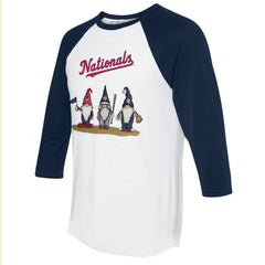 Washington Nationals Tiny Turnip Unisex Gnomes 3/4-Sleeve Raglan T-Shirt - White/Navy