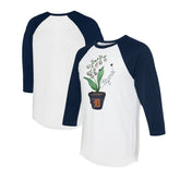 Detroit Tigers Tiny Turnip Unisex Lilies & Ladybugs 3/4-Sleeve Raglan T-Shirt - White/Navy