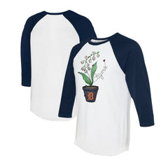 Detroit Tigers Tiny Turnip Unisex Lilies & Ladybugs 3/4-Sleeve Raglan T-Shirt - White/Navy