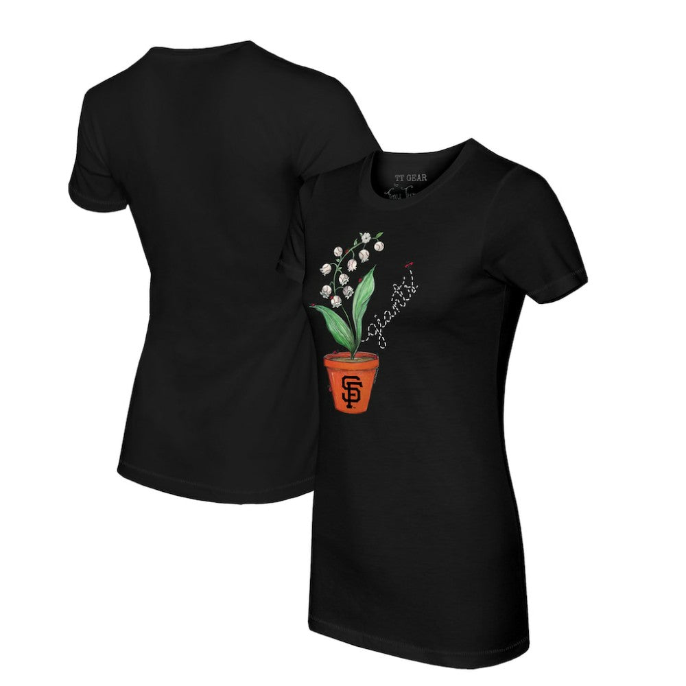 San Francisco Giants Tiny Turnip Women's Lilies & Ladybugs T-Shirt - Black