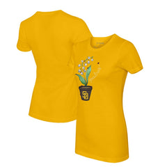 San Diego Padres Tiny Turnip Women's Lilies & Ladybugs T-Shirt - Gold