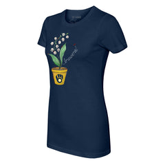 Milwaukee Brewers Tiny Turnip Women's Lilies & Ladybugs T-Shirt - Navy