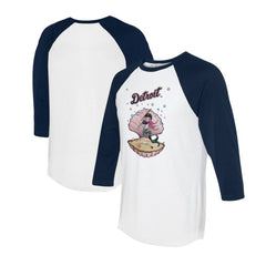 Detroit Tigers Tiny Turnip Unisex Mermaid 3/4-Sleeve Raglan T-Shirt - White/Navy