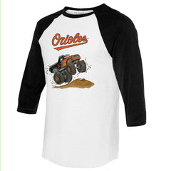 Baltimore Orioles Tiny Turnip Unisex Monster Truck 3/4-Sleeve Raglan T-Shirt - White/Black