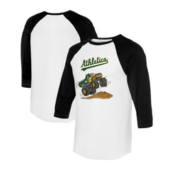 Athletics Tiny Turnip Unisex Monster Truck 3/4-Sleeve Raglan T-Shirt - White/Black