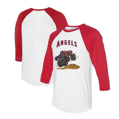 Los Angeles Angels Tiny Turnip Unisex Monster Truck 3/4-Sleeve Raglan T-Shirt - White/Red