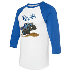 Kansas City Royals Tiny Turnip Unisex Monster Truck 3/4-Sleeve Raglan T-Shirt - White/Royal