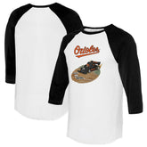 Baltimore Orioles Tiny Turnip Unisex Race Car 3/4-Sleeve Raglan T-Shirt - White/Black