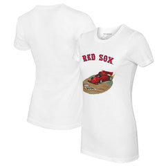 Boston Red Sox Tiny Turnip Women's Race Car T-Shirt - White
