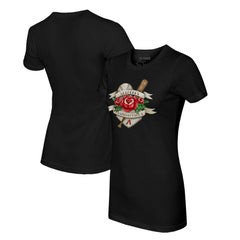 Arizona Diamondbacks Tiny Turnip Women's Tattoo Rose T-Shirt - Black