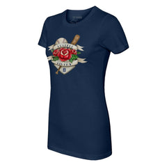 Detroit Tigers Tiny Turnip Women's Tattoo Rose T-Shirt - Navy
