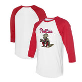 Philadelphia Phillies Tiny Turnip Unisex Triceratops 3/4-Sleeve Raglan T-Shirt - White/Red