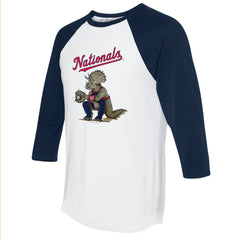 Washington Nationals Tiny Turnip Unisex Triceratops 3/4-Sleeve Raglan T-Shirt - White/Navy