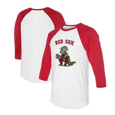 Boston Red Sox Tiny Turnip Unisex Triceratops 3/4-Sleeve Raglan T-Shirt - White/Red