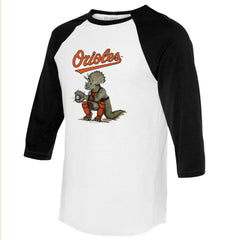 Baltimore Orioles Tiny Turnip Unisex Triceratops 3/4-Sleeve Raglan T-Shirt - White/Black