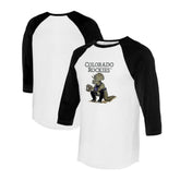 Colorado Rockies Tiny Turnip Unisex Triceratops 3/4-Sleeve Raglan T-Shirt - White/Black