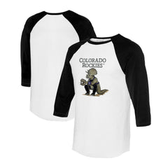 Colorado Rockies Tiny Turnip Unisex Triceratops 3/4-Sleeve Raglan T-Shirt - White/Black