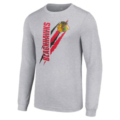 Chicago Blackhawks Starter Color Scratch Long-Sleeve T-Shirt Heather Gray