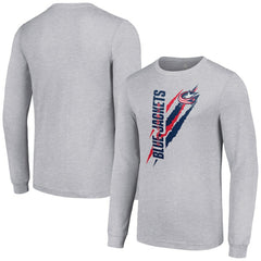 Columbus Blue Jackets Starter Color Scratch Long-Sleeve T-Shirt Heather Gray