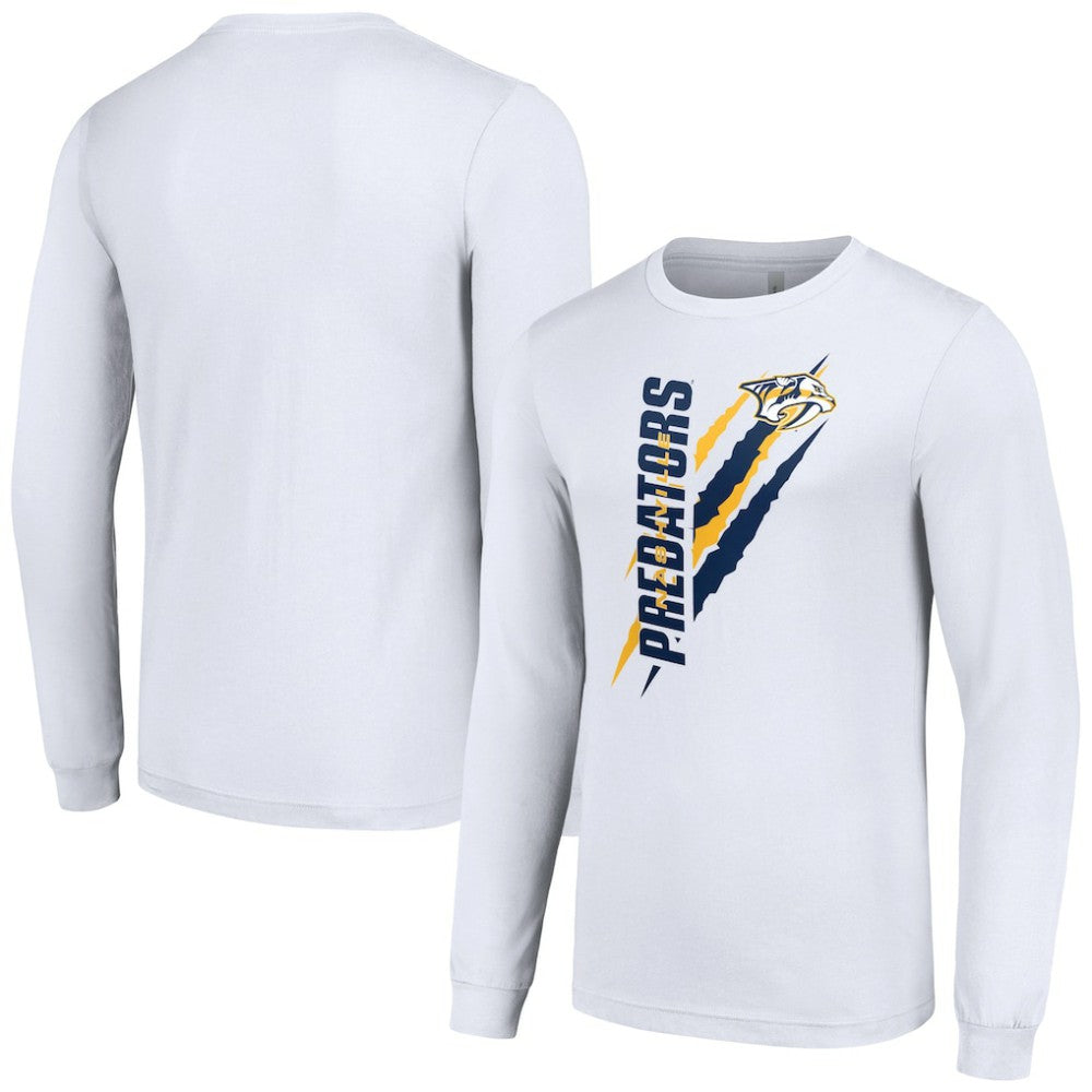 Nashville Predators Starter Color Scratch Long-Sleeve T-Shirt White