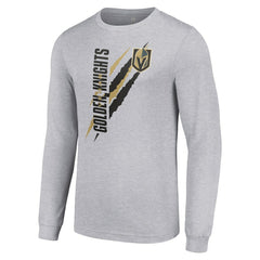Vegas Golden Knights Starter Color Scratch Long-Sleeve T-Shirt Heather Gray