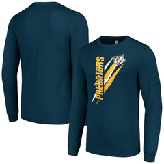 Nashville Predators Starter Color Scratch Long-Sleeve T-Shirt Navy