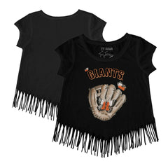 San Francisco Giants Tiny Turnip Girls Youth Butterfly Glove Fringe T-Shirt - Black