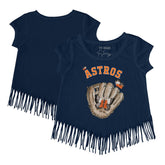 Houston Astros Tiny Turnip Girls Youth Butterfly Glove Fringe T-Shirt - Navy