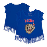 Chicago Cubs Tiny Turnip Girls Youth Butterfly Glove Fringe T-Shirt - Royal