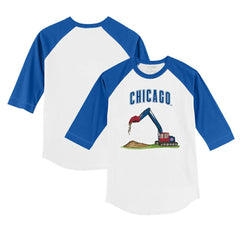 Chicago Cubs Tiny Turnip Youth Excavator 3/4-Sleeve Raglan T-Shirt - White/Royal