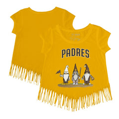 San Diego Padres Tiny Turnip Girls Youth Gnomes Fringe T-Shirt - Gold