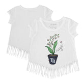 Tampa Bay Rays Tiny Turnip Girls Youth Lilies & Ladybugs Fringe T-Shirt - White