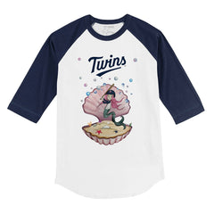 Minnesota Twins Tiny Turnip Youth Mermaid 3/4-Sleeve Raglan T-Shirt - White/Navy
