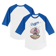 Los Angeles Dodgers Tiny Turnip Youth Mermaid 3/4-Sleeve Raglan T-Shirt - White/Royal