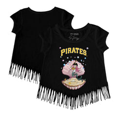 Pittsburgh Pirates Tiny Turnip Girls Youth Mermaid Fringe T-Shirt - Black