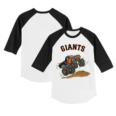 San Francisco Giants Tiny Turnip Youth Monster Truck 3/4-Sleeve Raglan T-Shirt - White/Black